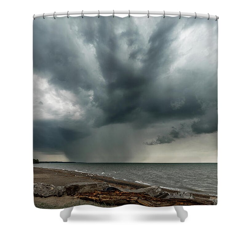 Lake Erie Shower Curtain featuring the photograph Lake Erie Super Cell by Dave Niedbala