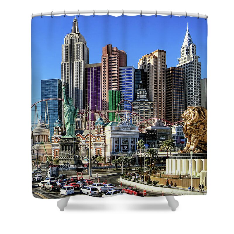 Las Vegas Shower Curtain featuring the photograph New York, New York by Tatiana Travelways