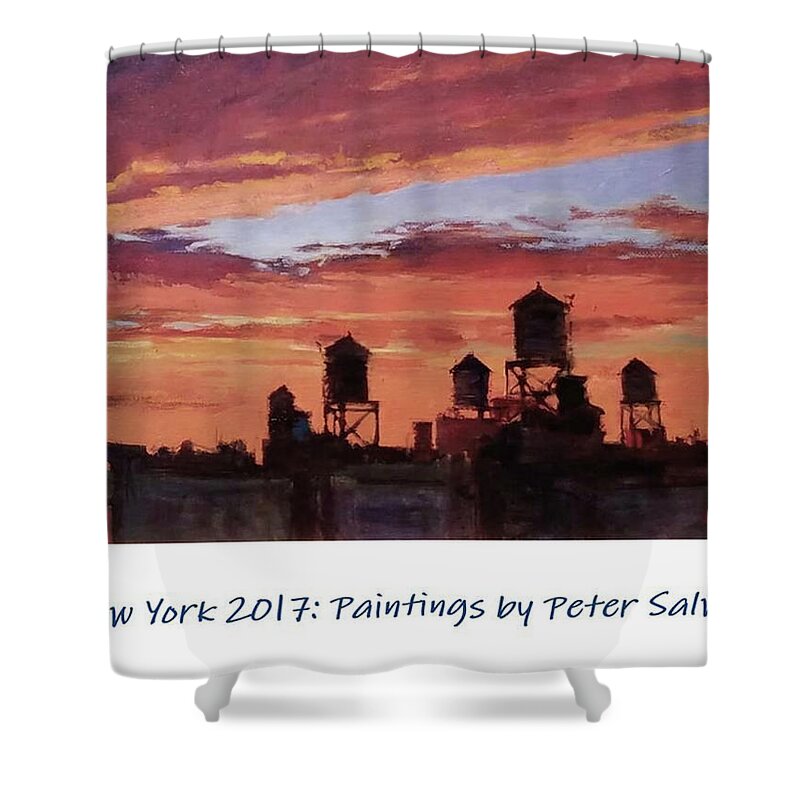 Calendar Shower Curtain featuring the painting New York 2017 by Peter Salwen