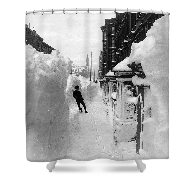 1888 Shower Curtain featuring the photograph New York - Blizzard Of 1888 by Granger