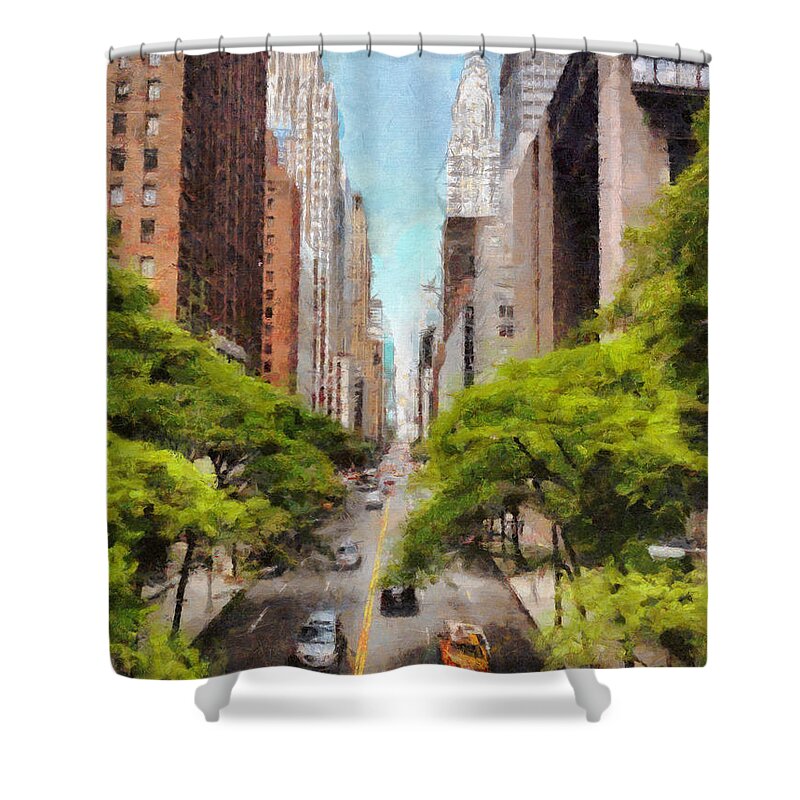 New York Shower Curtain featuring the painting New York Chrysler Building Art Painting by Wall Art Prints