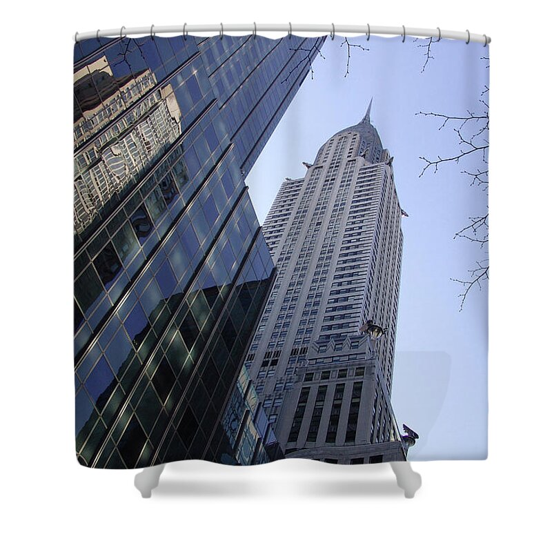 Reflections Shower Curtain featuring the photograph New York City - Reflections Series by DiDesigns Graphics