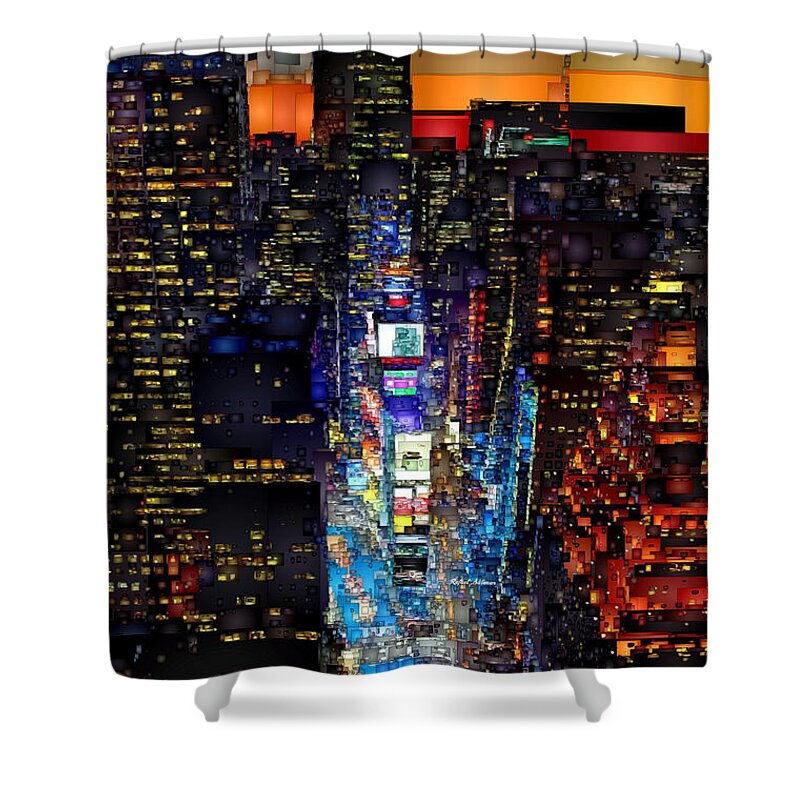 Rafael Salazar Shower Curtain featuring the digital art New York City - Times Square by Rafael Salazar