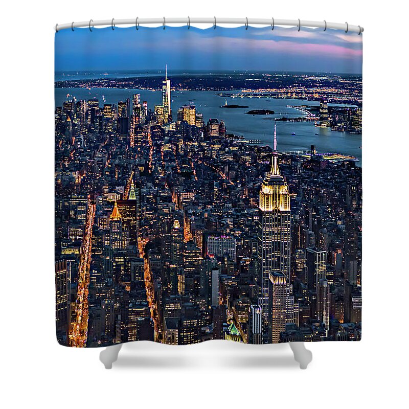 Aerial View Shower Curtain featuring the photograph New York City View From The Sky by Susan Candelario
