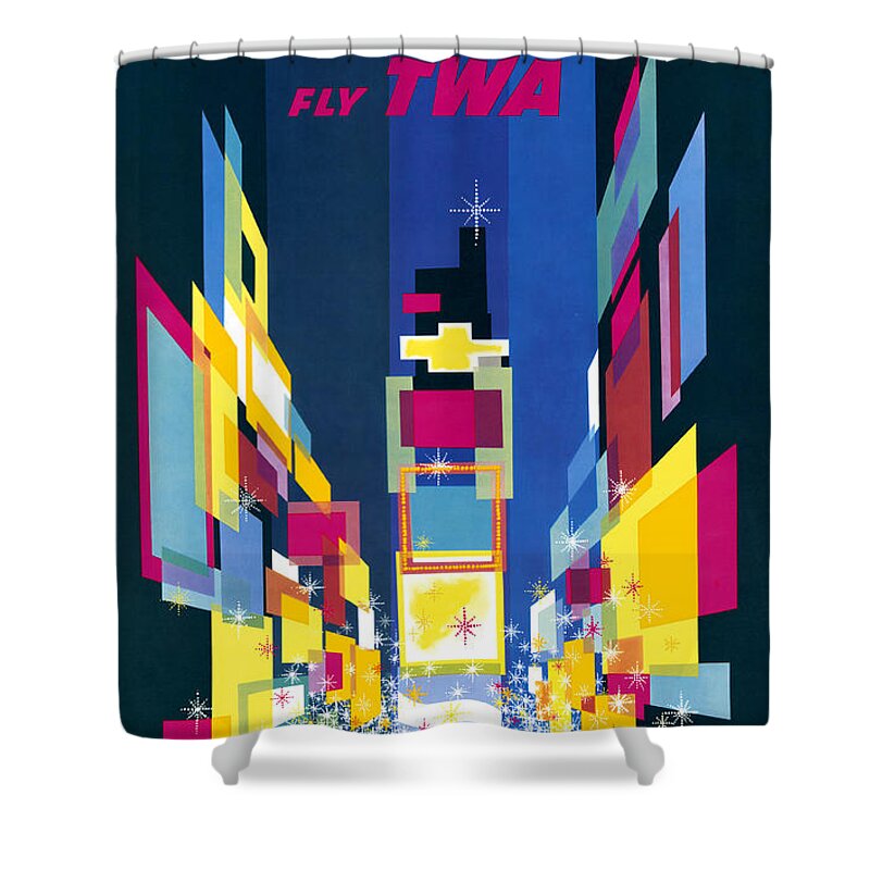 Transportation Shower Curtain featuring the photograph New York Fly TWA Poster by Science Source