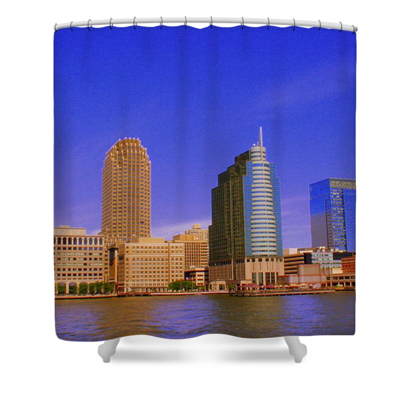 New York Shower Curtain featuring the photograph New York Harbor by Julie Lueders 