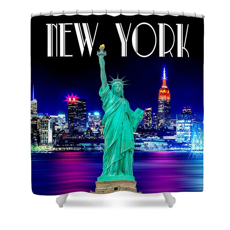 New York City Skyline Shower Curtain featuring the photograph New York Shines by Az Jackson