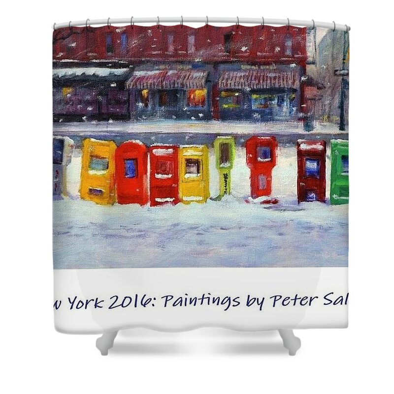 2016 Shower Curtain featuring the painting New York Streetscapes 2016 by Peter Salwen