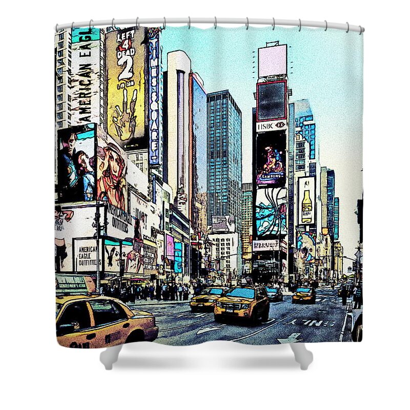 New York Shower Curtain featuring the photograph New York Times Square by Russ Harris