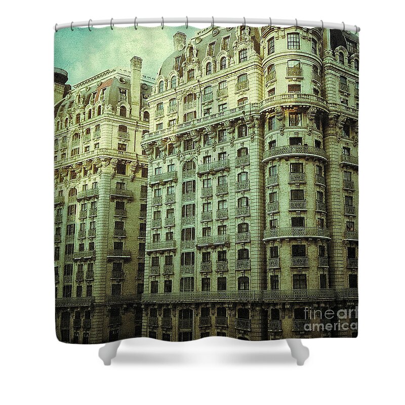 New York Shower Curtain featuring the digital art New York Upper West Side Apartment Building by Amy Cicconi
