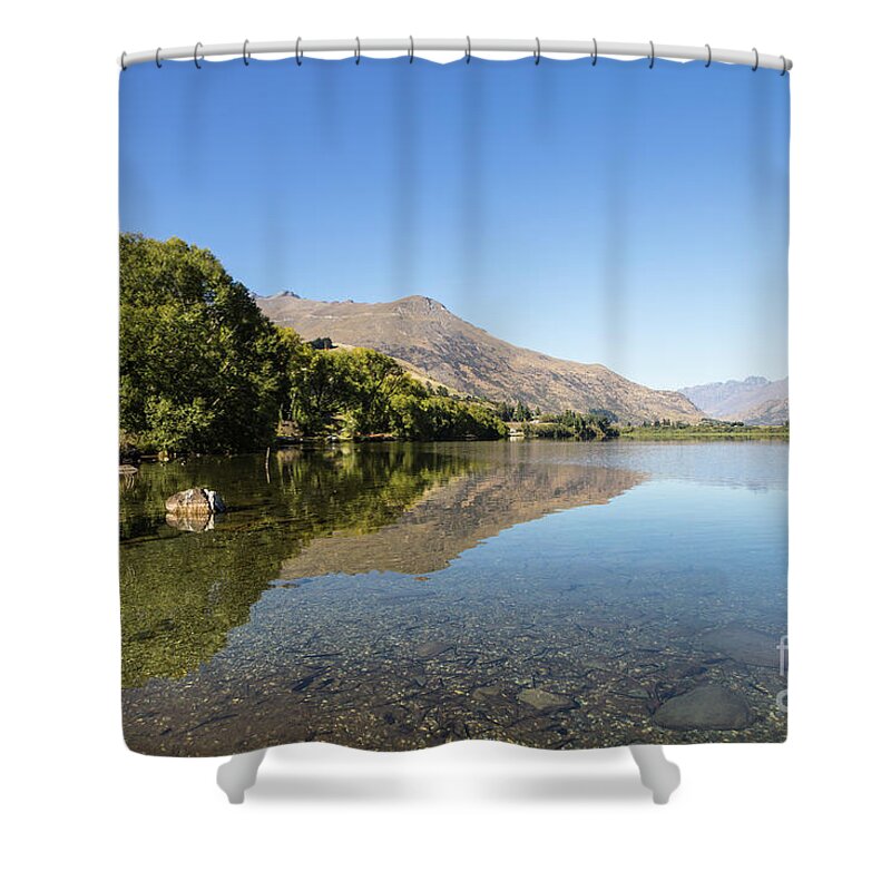 New Zealand Shower Curtain featuring the photograph New Zealand reflection by Didier Marti