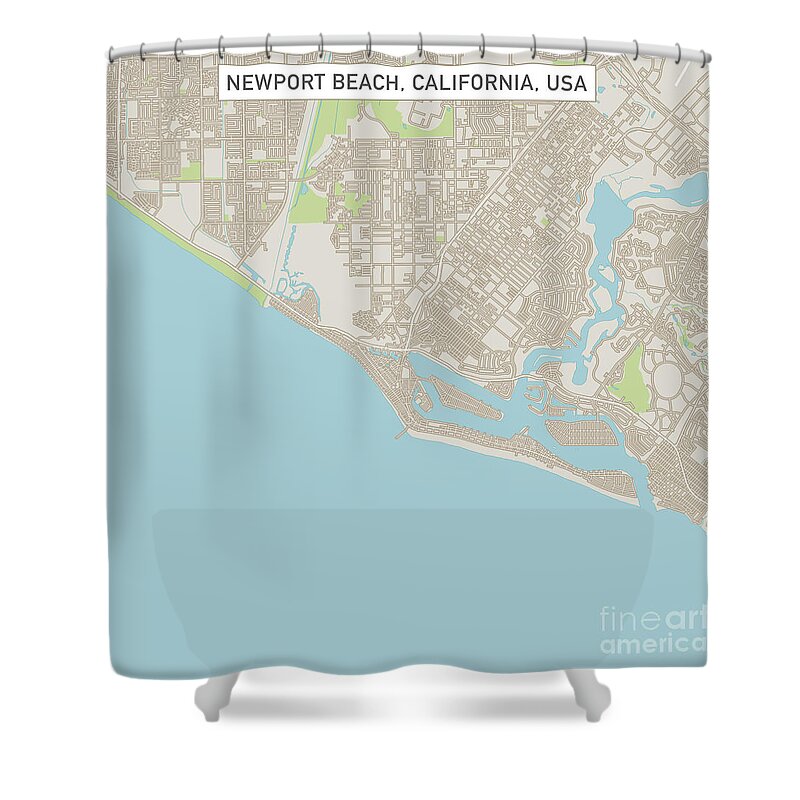 Newport Beach Shower Curtain featuring the digital art Newport Beach California US City Street Map by Frank Ramspott