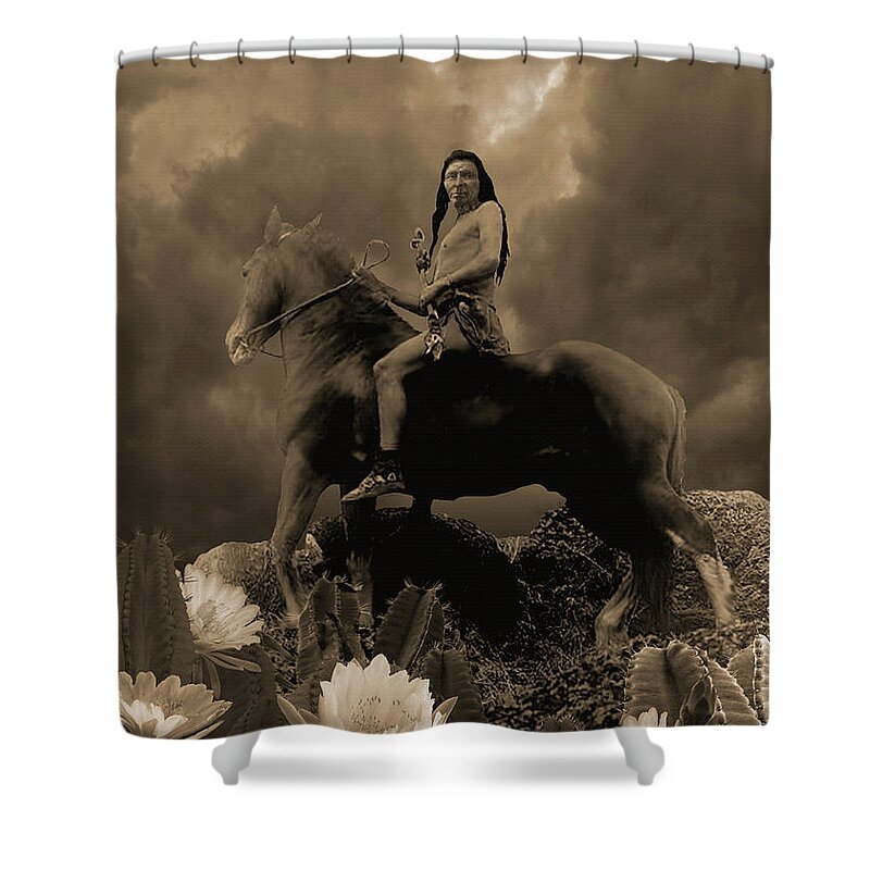 Native American Shower Curtain featuring the digital art Nez Perce Scout by M Spadecaller