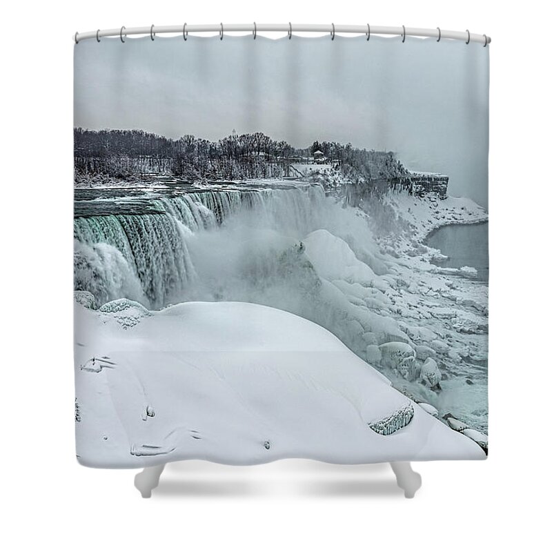 Niagara Falls Shower Curtain featuring the photograph Niagara Falls Winter Close-up by Josh Bryant