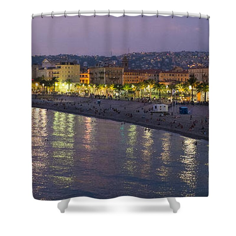Nice Shower Curtain featuring the photograph Nice at night by Nigel R Bell