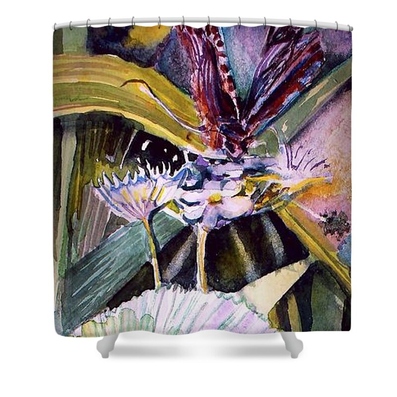Butterfly Shower Curtain featuring the painting Nice Landing by Mindy Newman