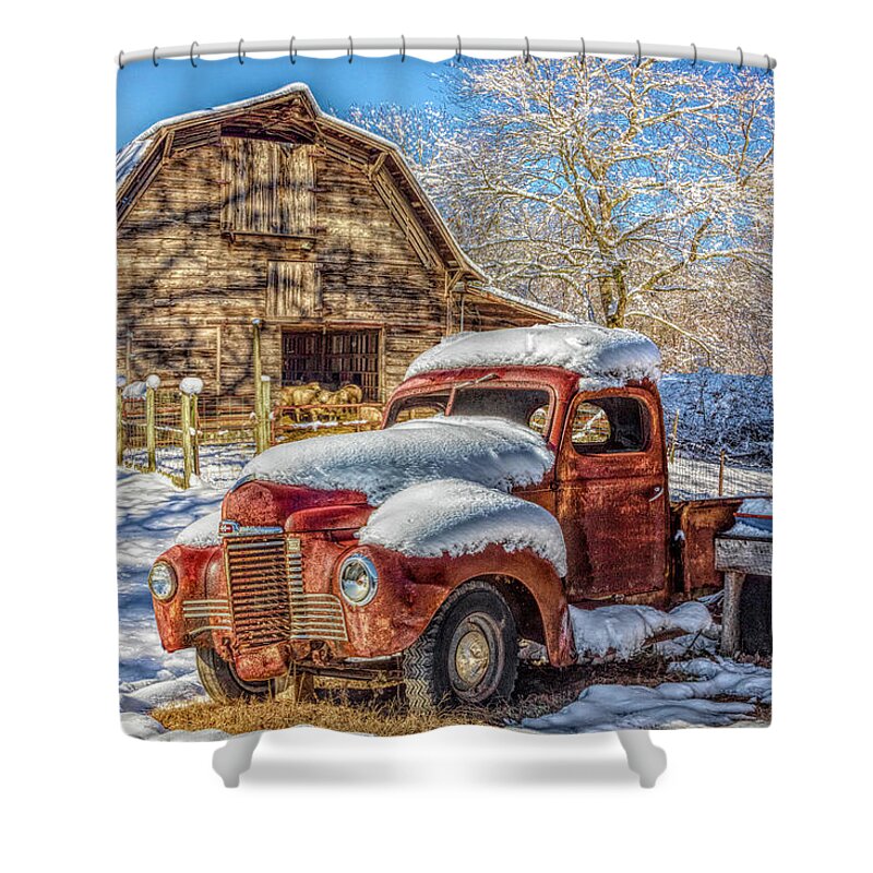 1939 Shower Curtain featuring the photograph Nice Ride in Winter by Debra and Dave Vanderlaan