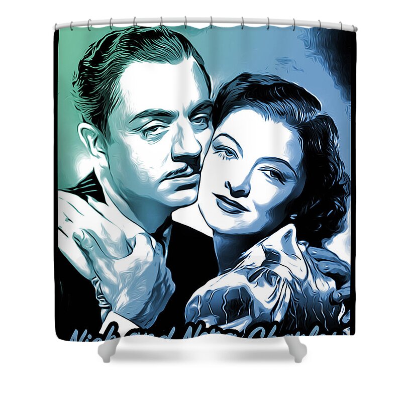 William Powell Shower Curtain featuring the digital art Nick and Nora by Greg Joens