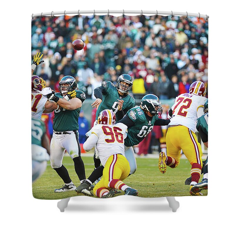 Nick Foles Shower Curtain featuring the photograph Nick Foles Throws Downfield by William Jobes