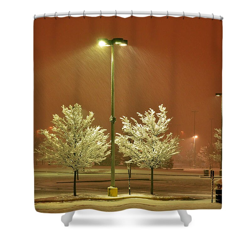 Winter Shower Curtain featuring the photograph Night Blizzard 1 by Iliyan Bozhanov