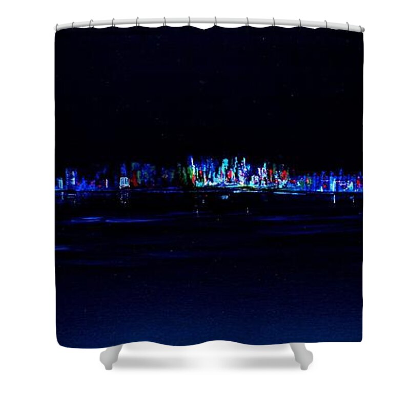 New York Shower Curtain featuring the painting Night City by Jack Diamond