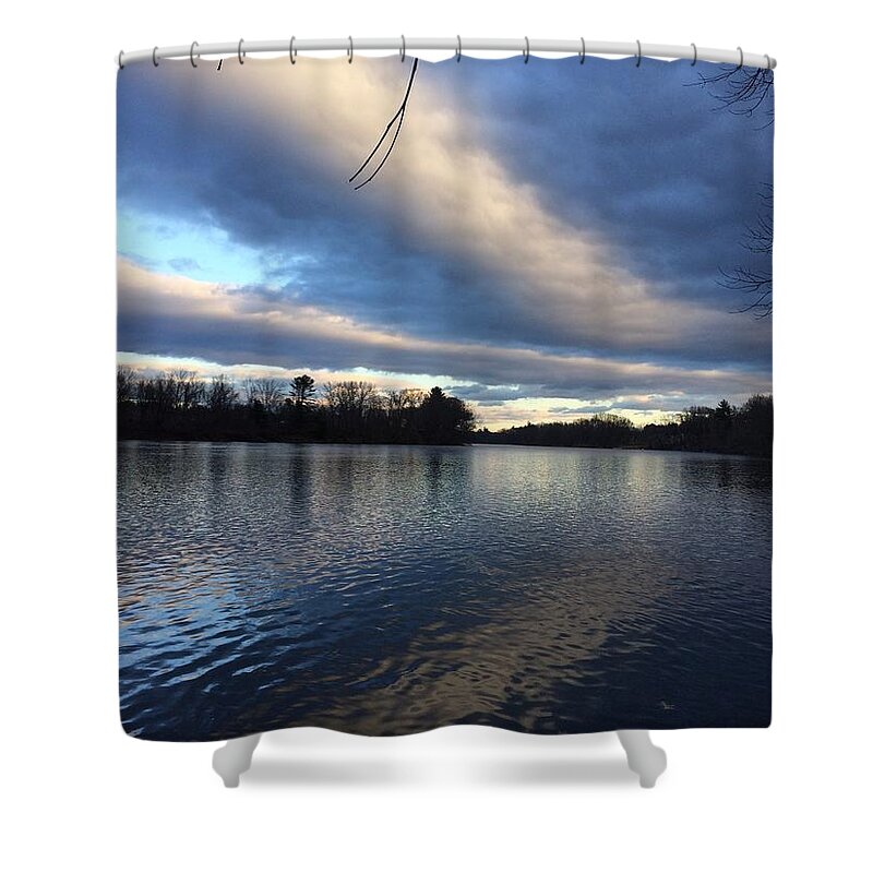 River Shower Curtain featuring the photograph Night Comes to The Nashua River by Anjel B Hartwell