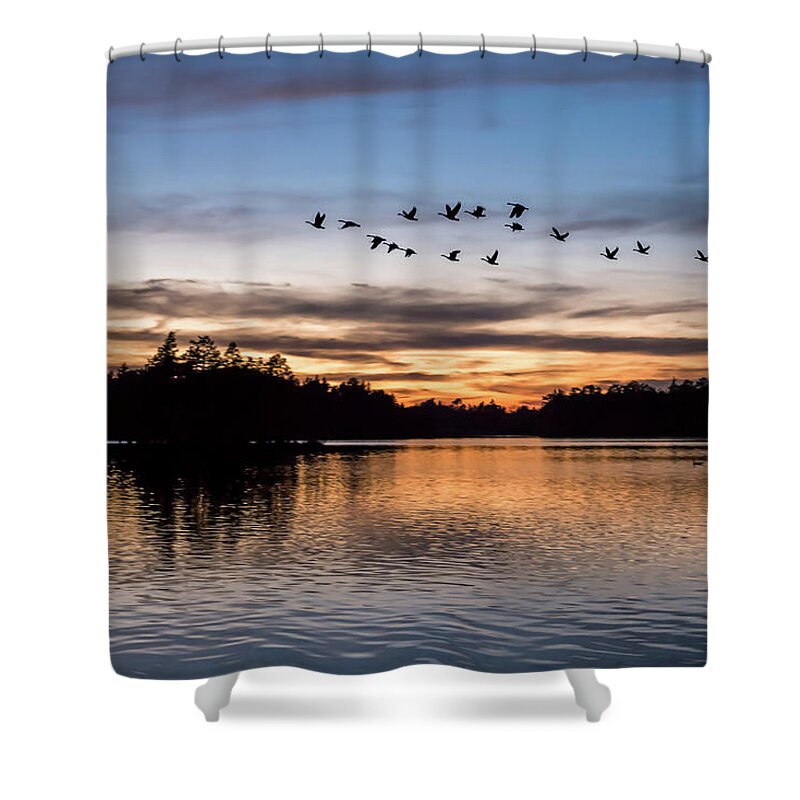Terry D Photography Shower Curtain featuring the photograph Night Flight at Lake Horicon NJ by Terry DeLuco