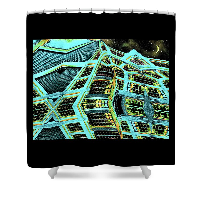 Abstract Shower Curtain featuring the digital art Night In This House by Wendy J St Christopher