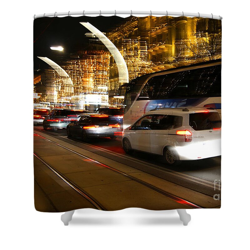Wien Shower Curtain featuring the photograph Night In Vienna City by David Birchall