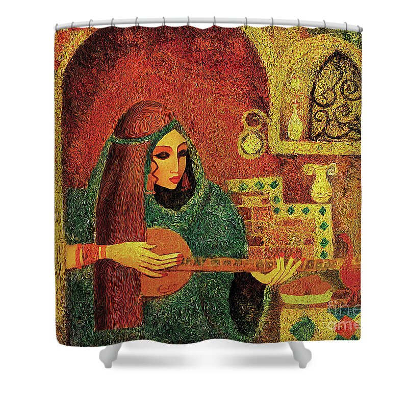 Music Woman Shower Curtain featuring the painting Night Music III by Eva Campbell