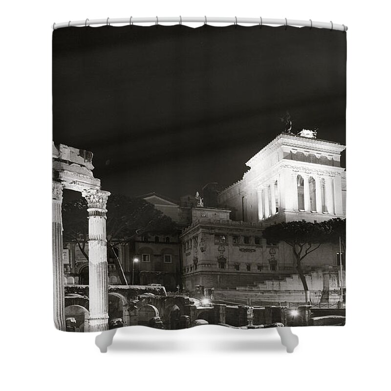 Forum Rome Shower Curtain featuring the photograph Night Panorama in Rome by Stefano Senise
