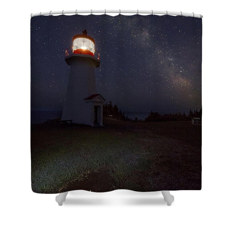 Lighthouse Shower Curtain featuring the photograph Night Reflection by John Meader