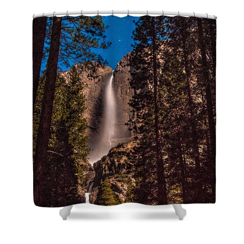 Background Shower Curtain featuring the photograph Night Sky at Yosemite Falls by Connie Cooper-Edwards
