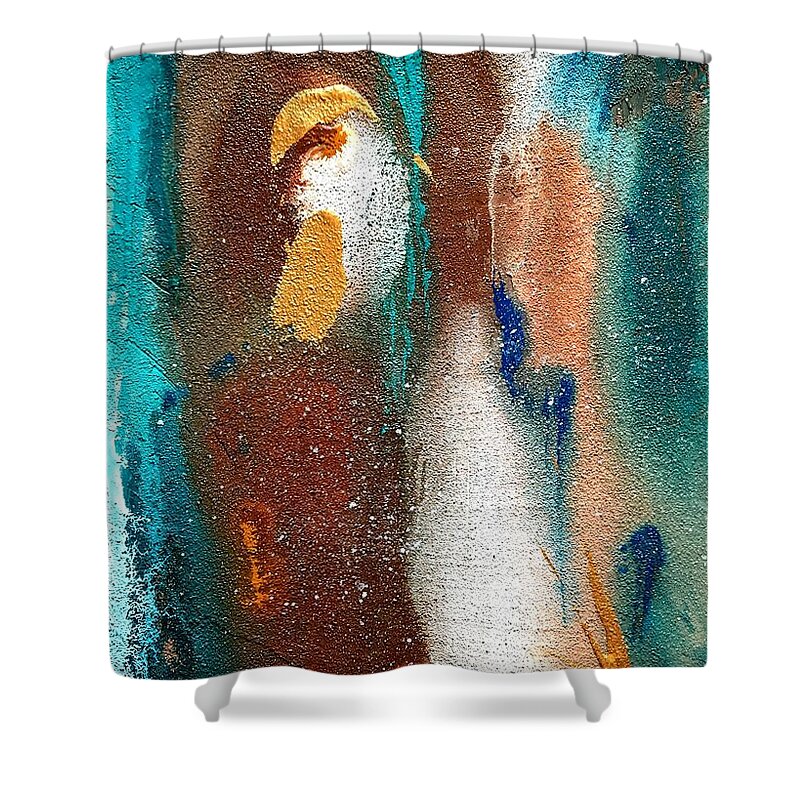 Abstract Art Shower Curtain featuring the painting Night Sky by Mary Mirabal