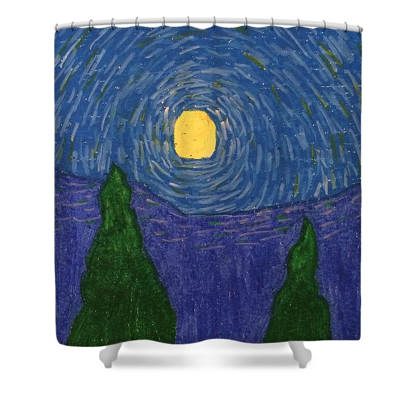 Sky Shower Curtain featuring the drawing Night Sky by Samantha Lusby