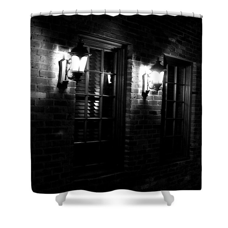 Black And White Shower Curtain featuring the photograph Night Time by Maggy Marsh