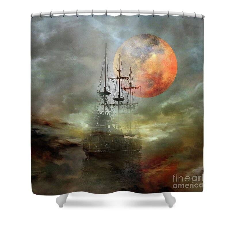Ship Shower Curtain featuring the photograph Night Travel by Barbara Dudzinska