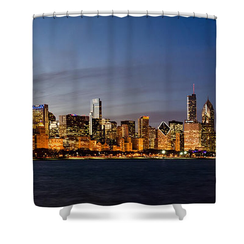 Metropolitan Skyline Over Shores Shower Curtains