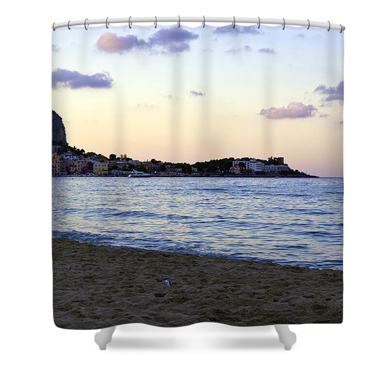 Nightfall Shower Curtain featuring the photograph Nightfalls over the Mediterranean by Madeline Ellis