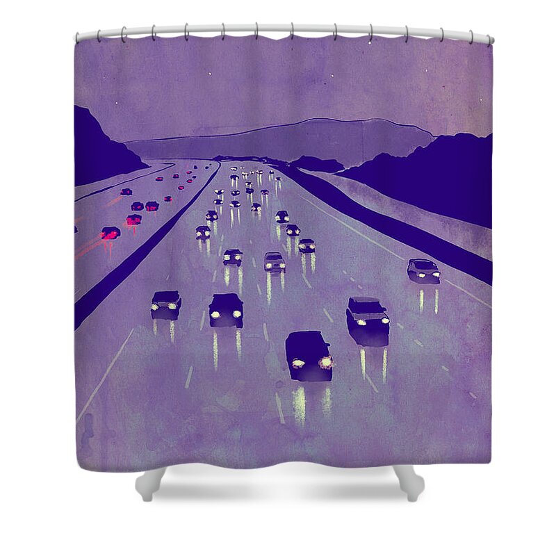 Storyboard Artist Shower Curtain featuring the drawing Nightscape 01 by Giuseppe Cristiano