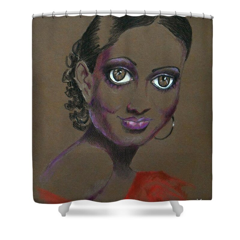 African-american Shower Curtain featuring the drawing Nina Mae -- African-American Actress Portrait by Jayne Somogy