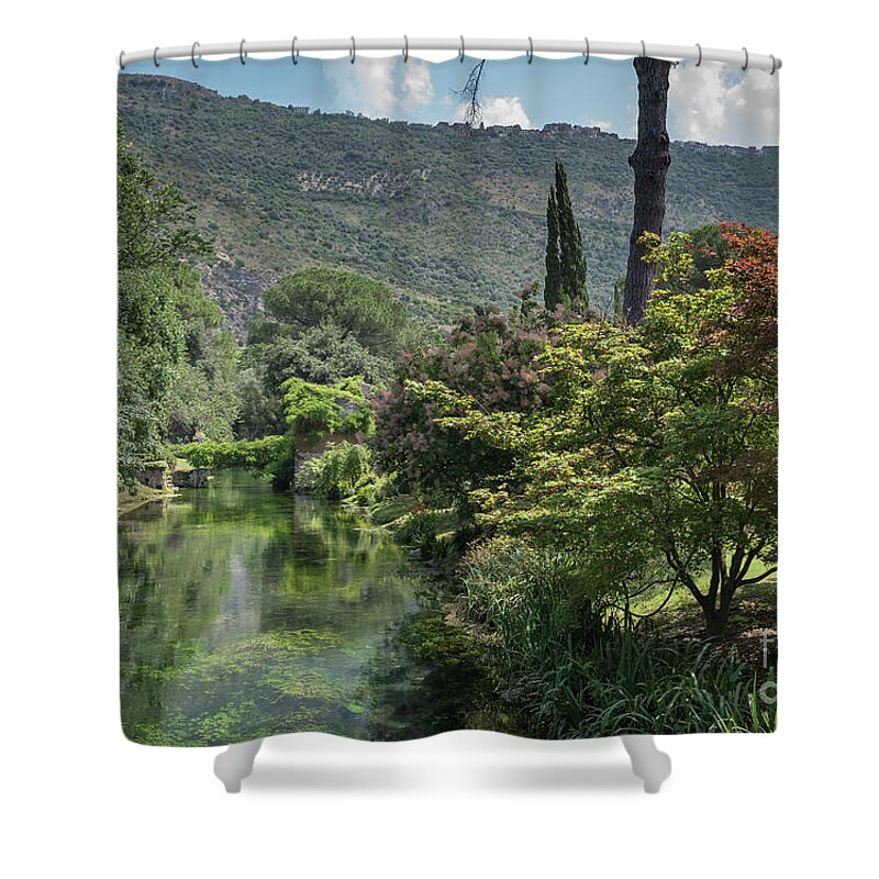 Ninfa Shower Curtain featuring the photograph Ninfa Garden, Rome Italy 5 by Perry Rodriguez