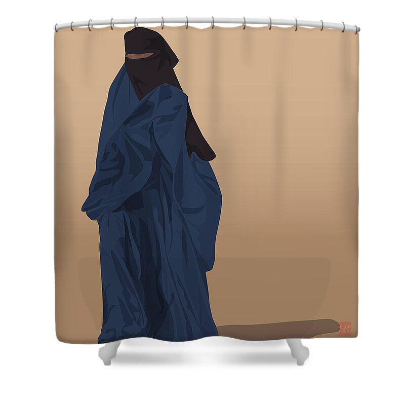 Niqab Shower Curtain featuring the digital art Windswept Niqabi by Scheme Of Things Graphics