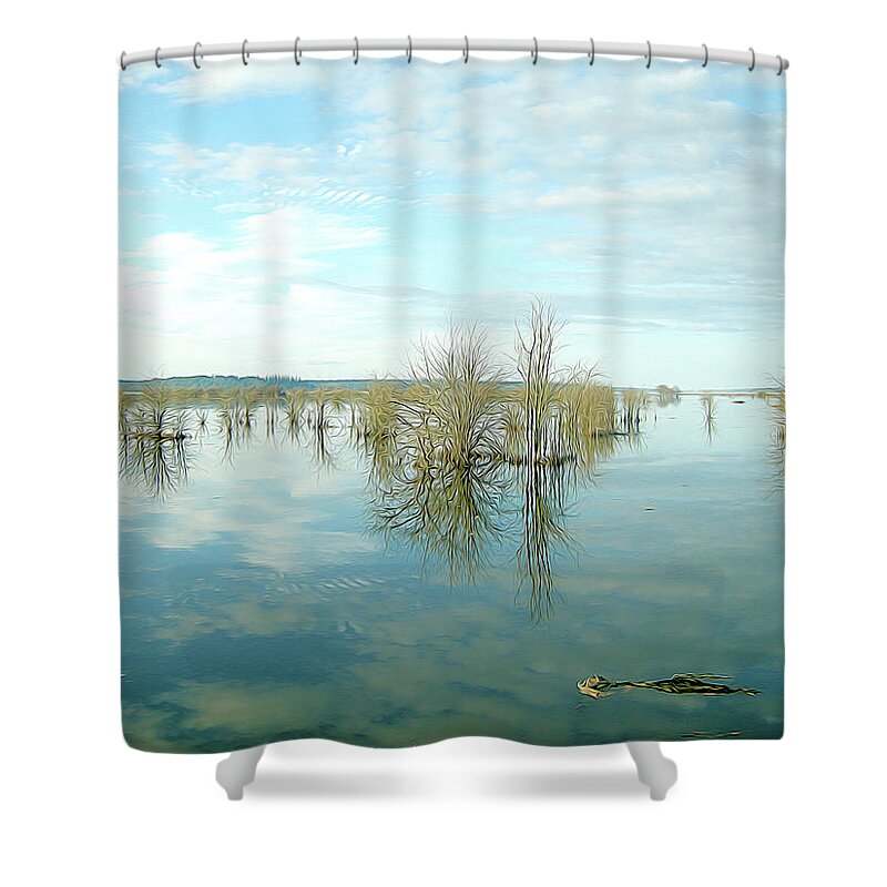 Nature Shower Curtain featuring the photograph Nisqually High Tide by Linda Carruth