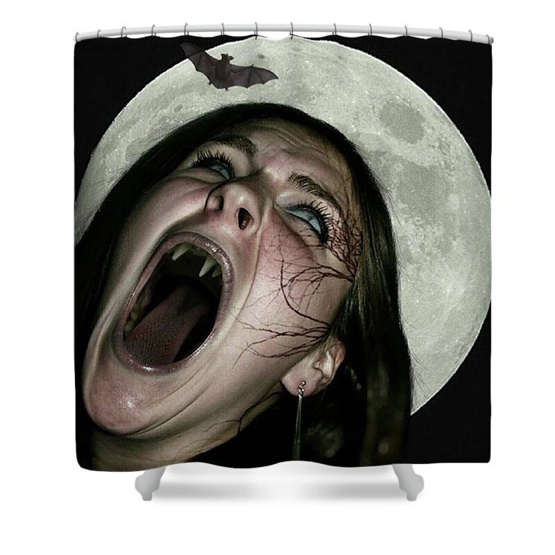 Halloween Shower Curtain featuring the digital art Another Fullmoon by Elisabeth Elisabeth