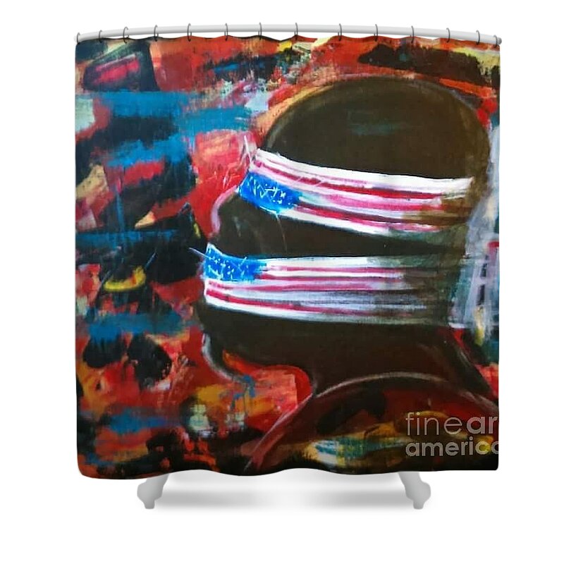 Bush Shower Curtain featuring the painting No Liberty bushed out series by Tyrone Hart