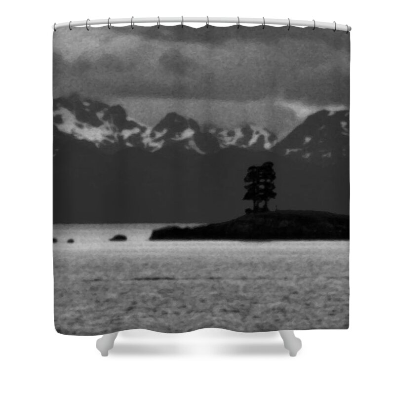 B&w Shower Curtain featuring the photograph No Man Is by Joseph Noonan