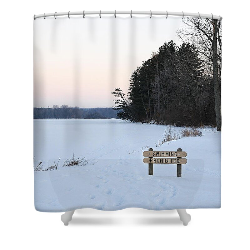Swimming Shower Curtain featuring the photograph No Swimming by Dick Pratt