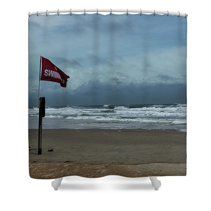 Beach Shower Curtain featuring the photograph No swimming by Liz Albro