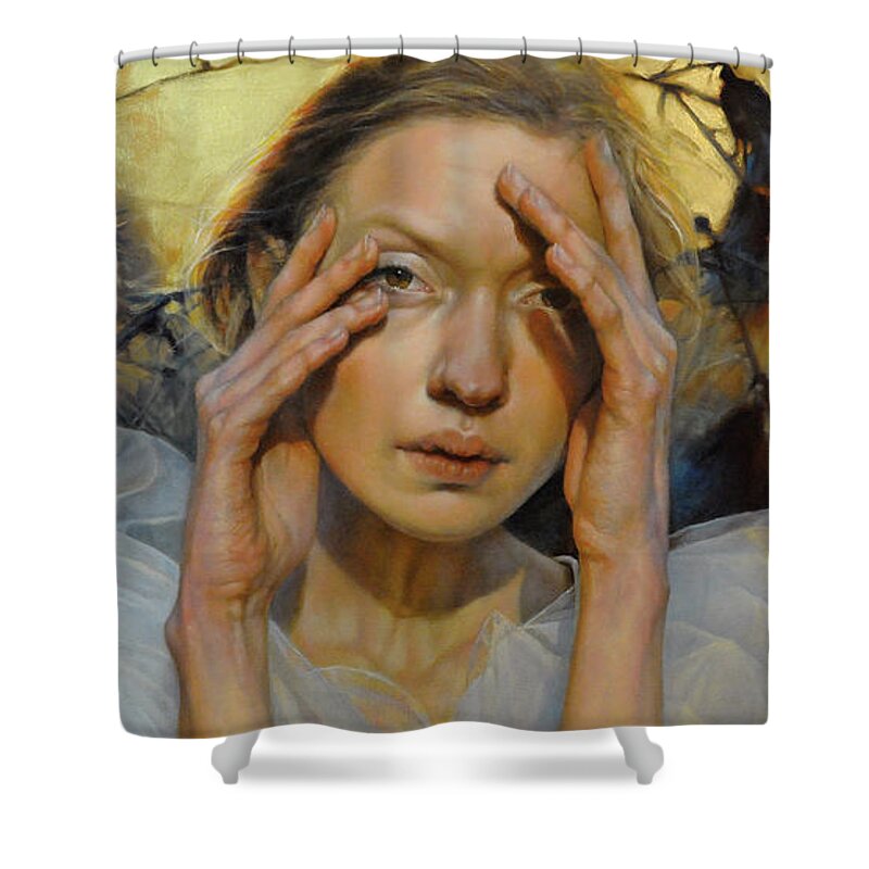 Portrait Shower Curtain featuring the painting No Title 11 by Graszka Paulska